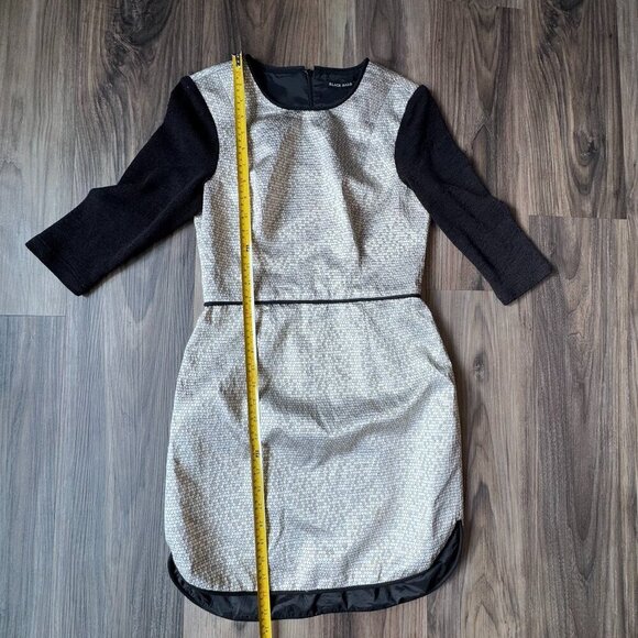 Black Halo Savona Metallic Gold Black Sleeve Mini Dress Size‎ 4 sparkle sequin - Picture 5 of 14